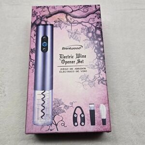 Brentwood Electric Wine Opener Set with Foil Cutter Stopper Aerator Silver NEW